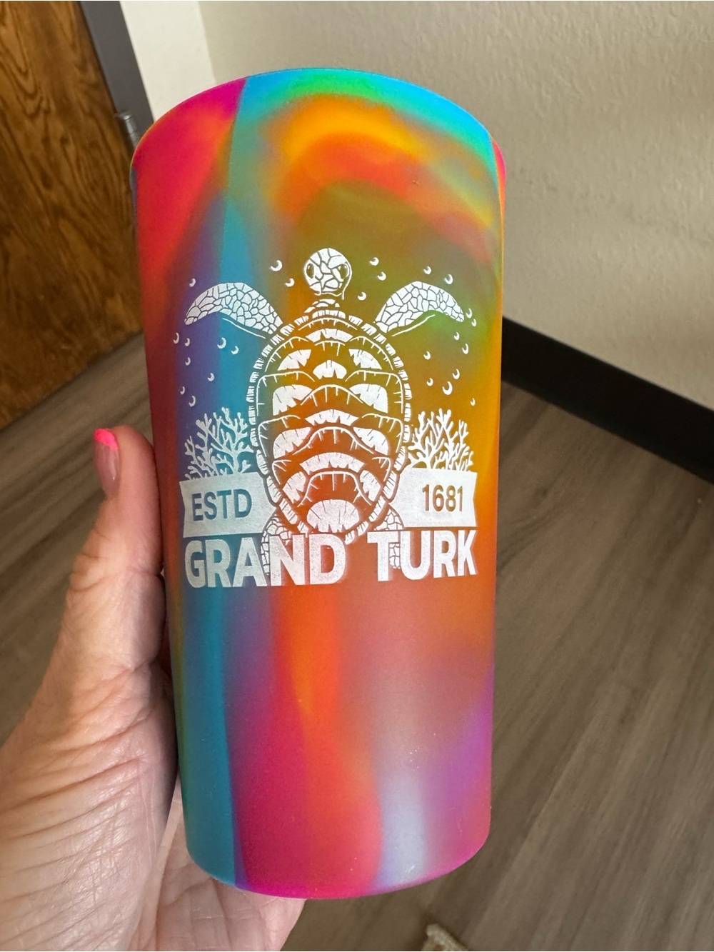 Grand Turk Sea Turtle Rainbow Tie-Dye Silicone Pint Glass / Tumbler